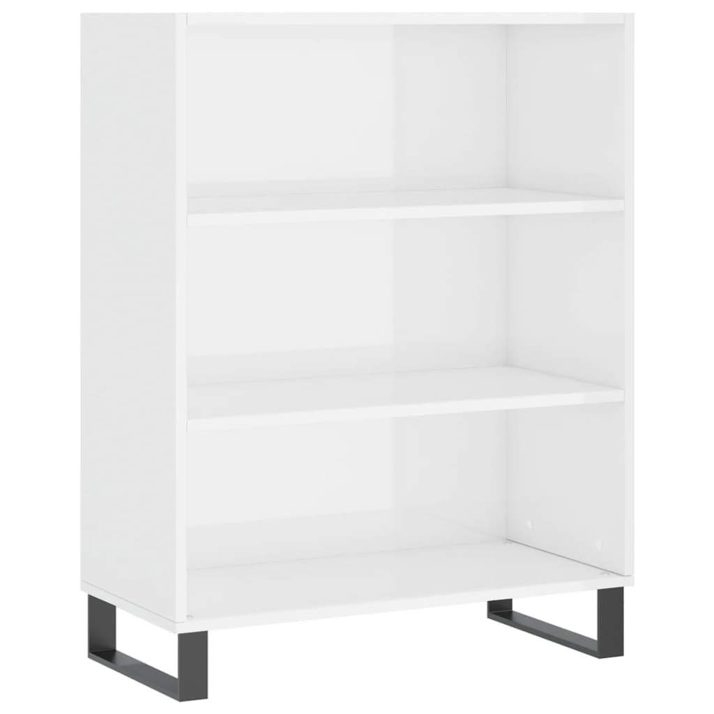 vidaXL Vägghylla vit högglans 69,5x32,5x90 cm konstruerat trä