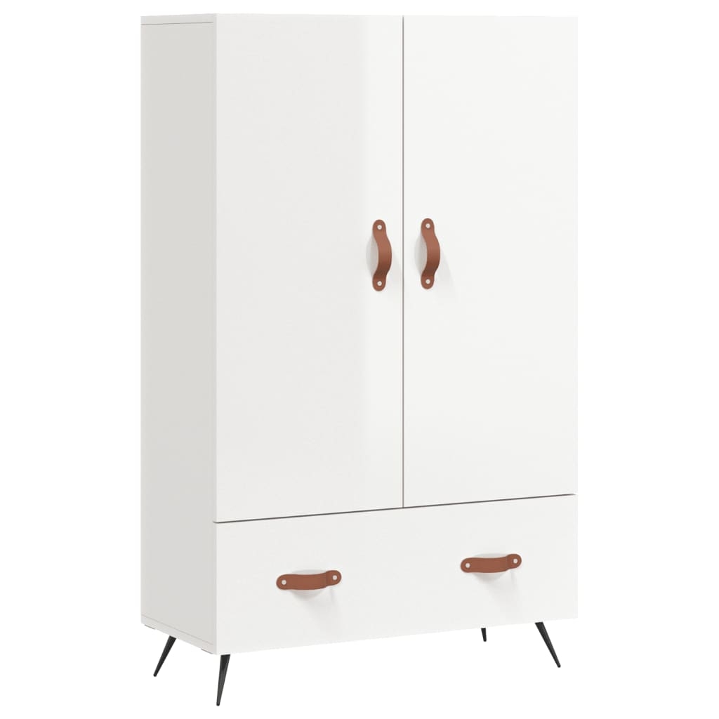 vidaXL Högskåp vit högglans 69,5x31x115 cm konstruerat trä
