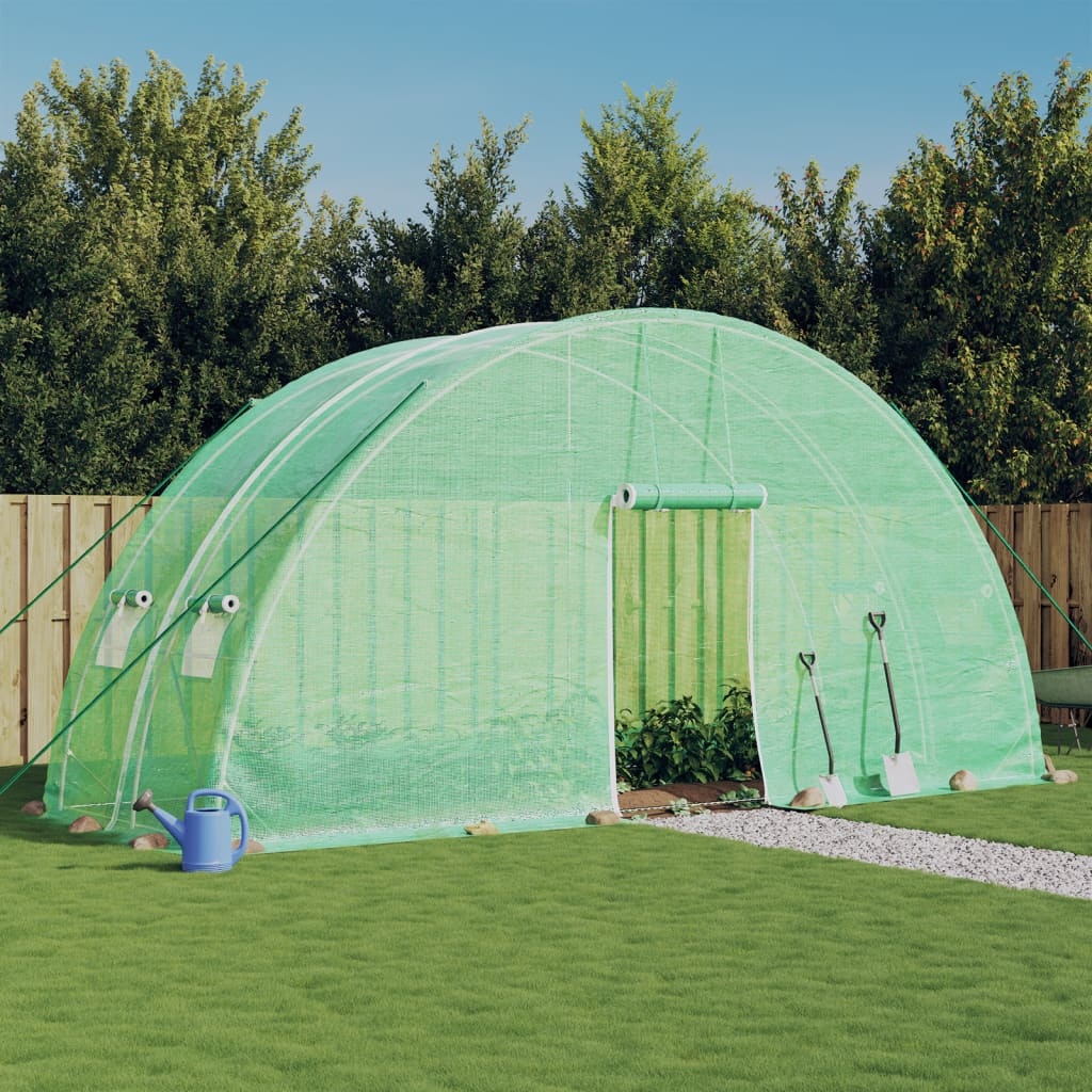 vidaXL Växthus med stålram grön 12 m² 6x2x2,85 m