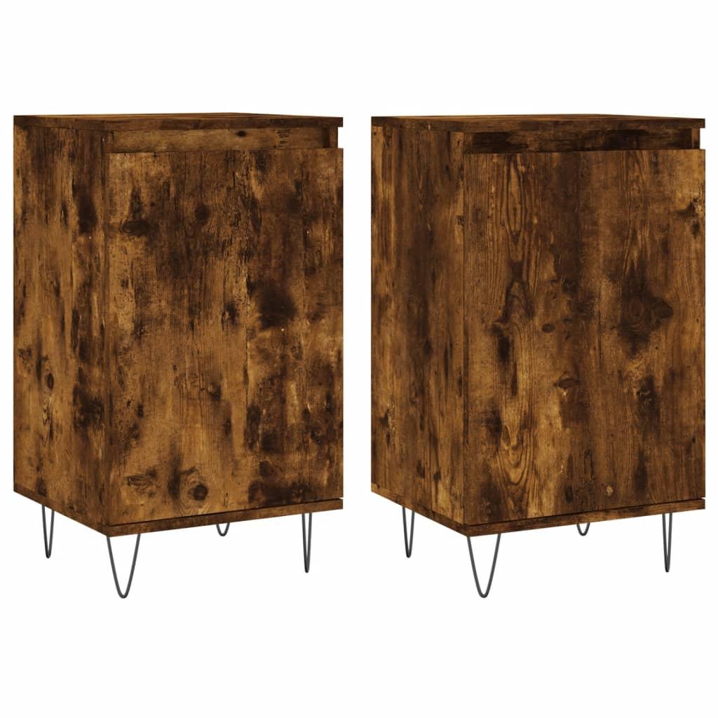 vidaXL Byråer 2 st rökfärgad ek 40x35x70 cm konstruerat trä