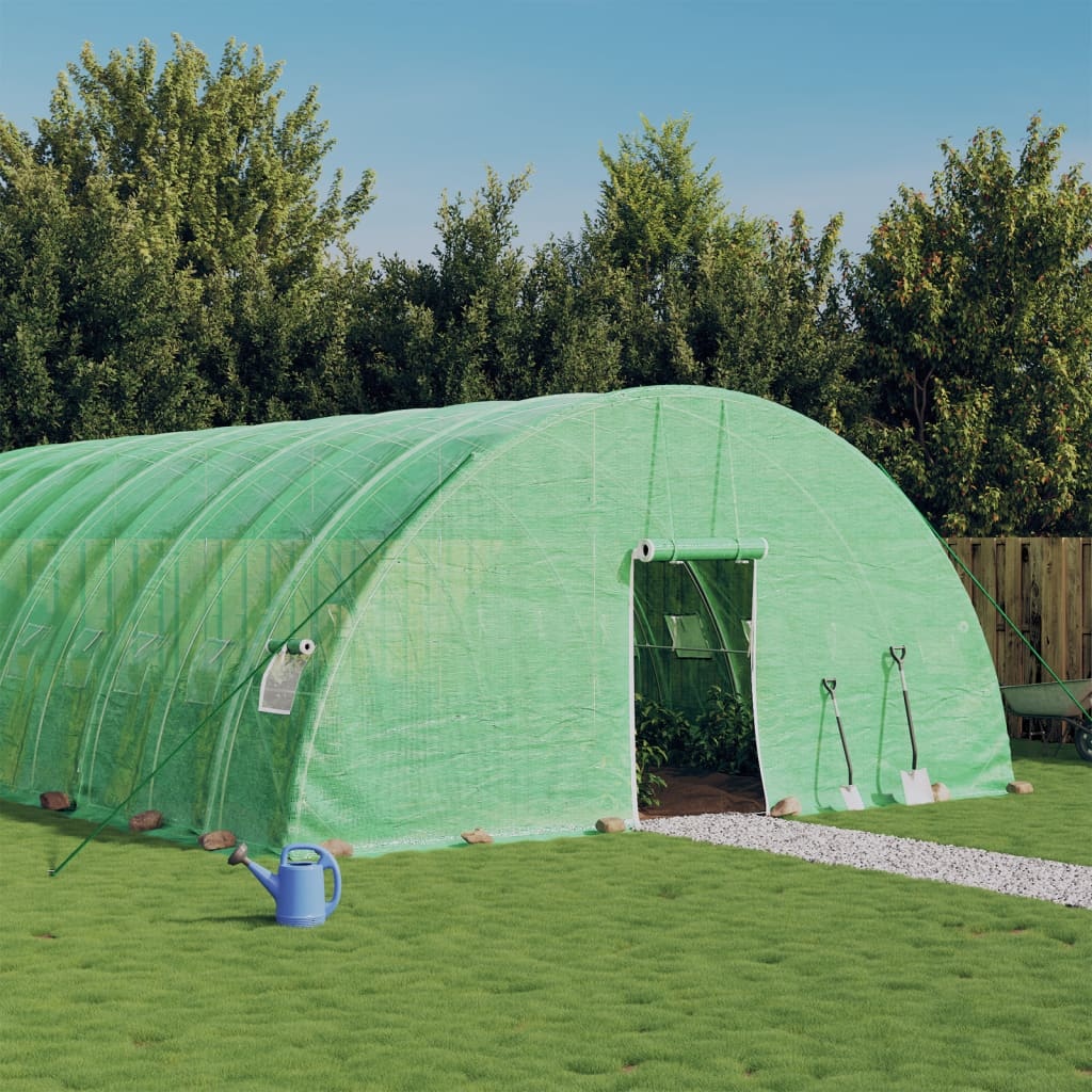 vidaXL Växthus med stålram grön 84 m² 14x6x2,85 m