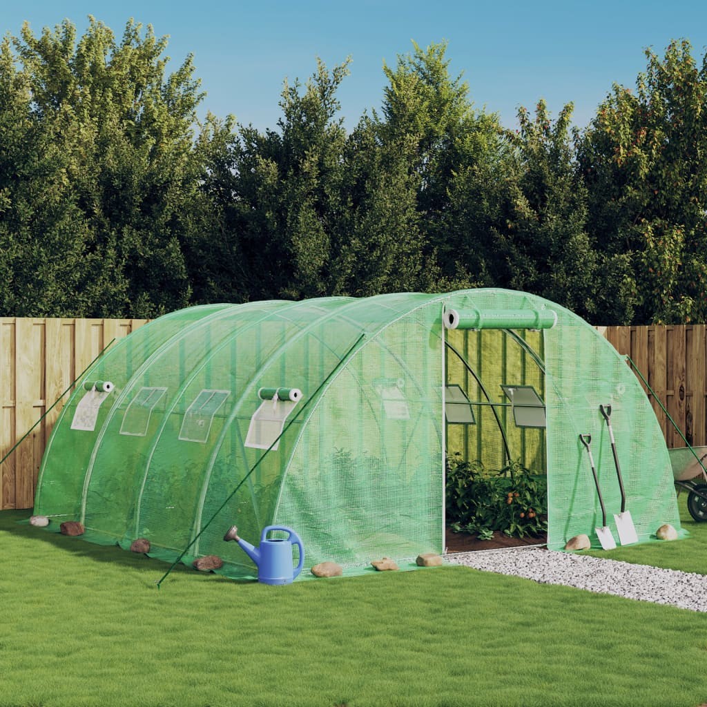 vidaXL Växthus med stålram grön 16 m² 4x4x2 m