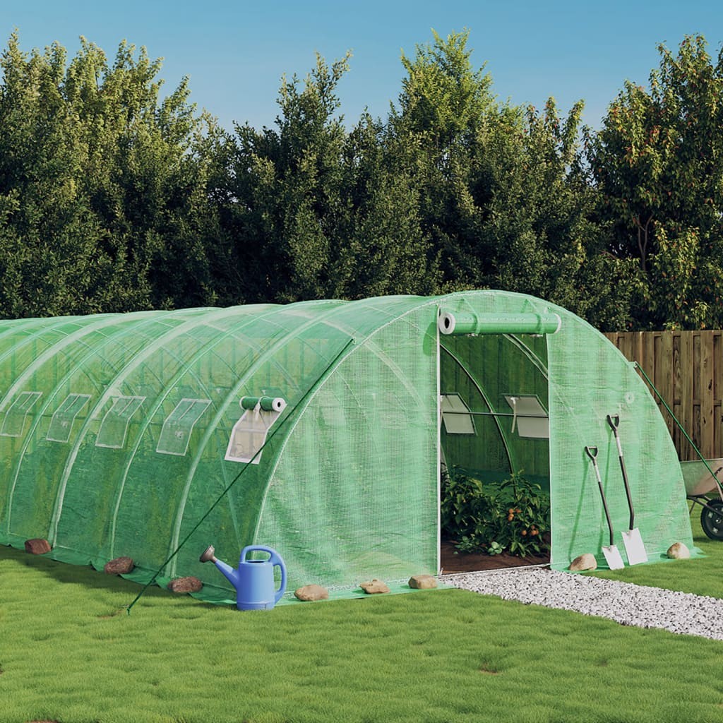 vidaXL Växthus med stålram grön 40 m² 10x4x2 m