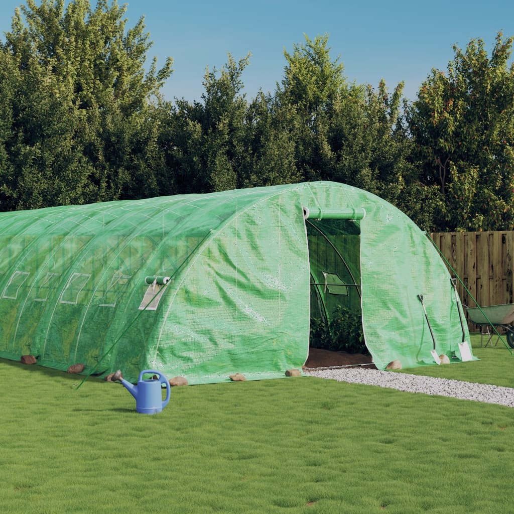 vidaXL Växthus med stålram grön 100 m² 20x5x2,3 m