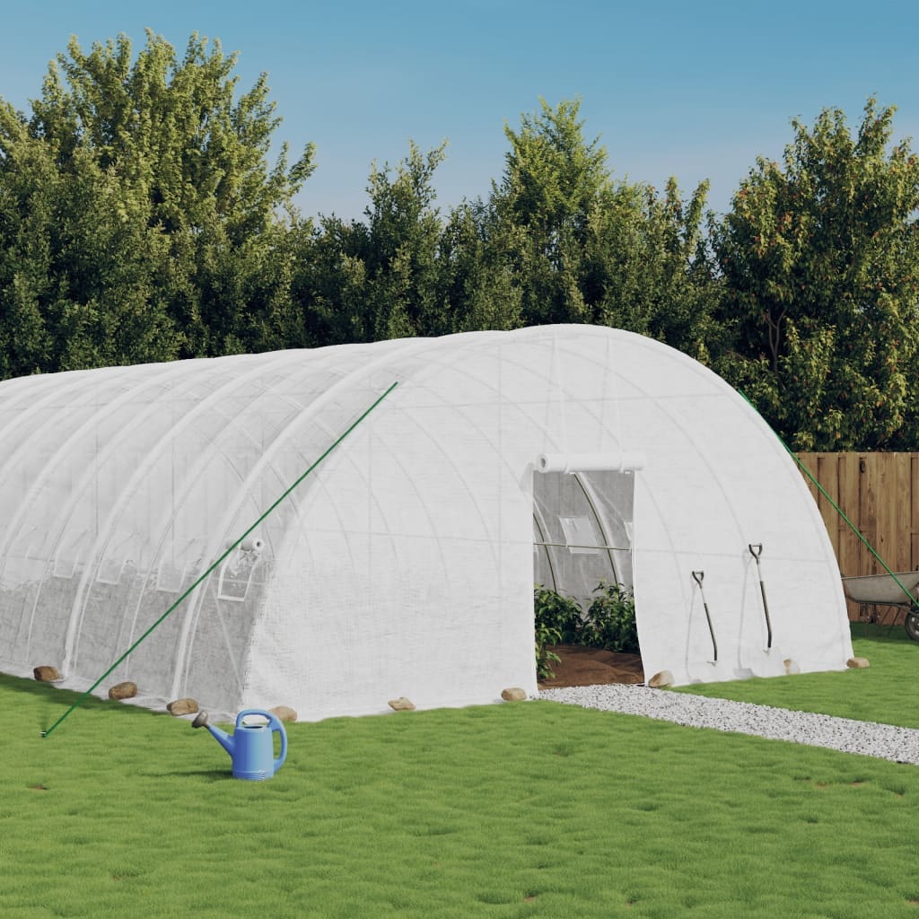 vidaXL Växthus med stålram vit 60 m² 10x6x2,85 m
