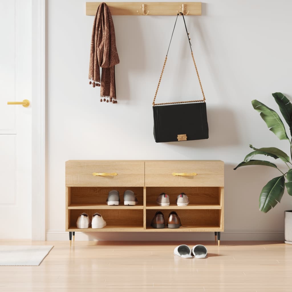 vidaXL Skobänk sonoma-ek 102x35x55 cm konstruerat trä