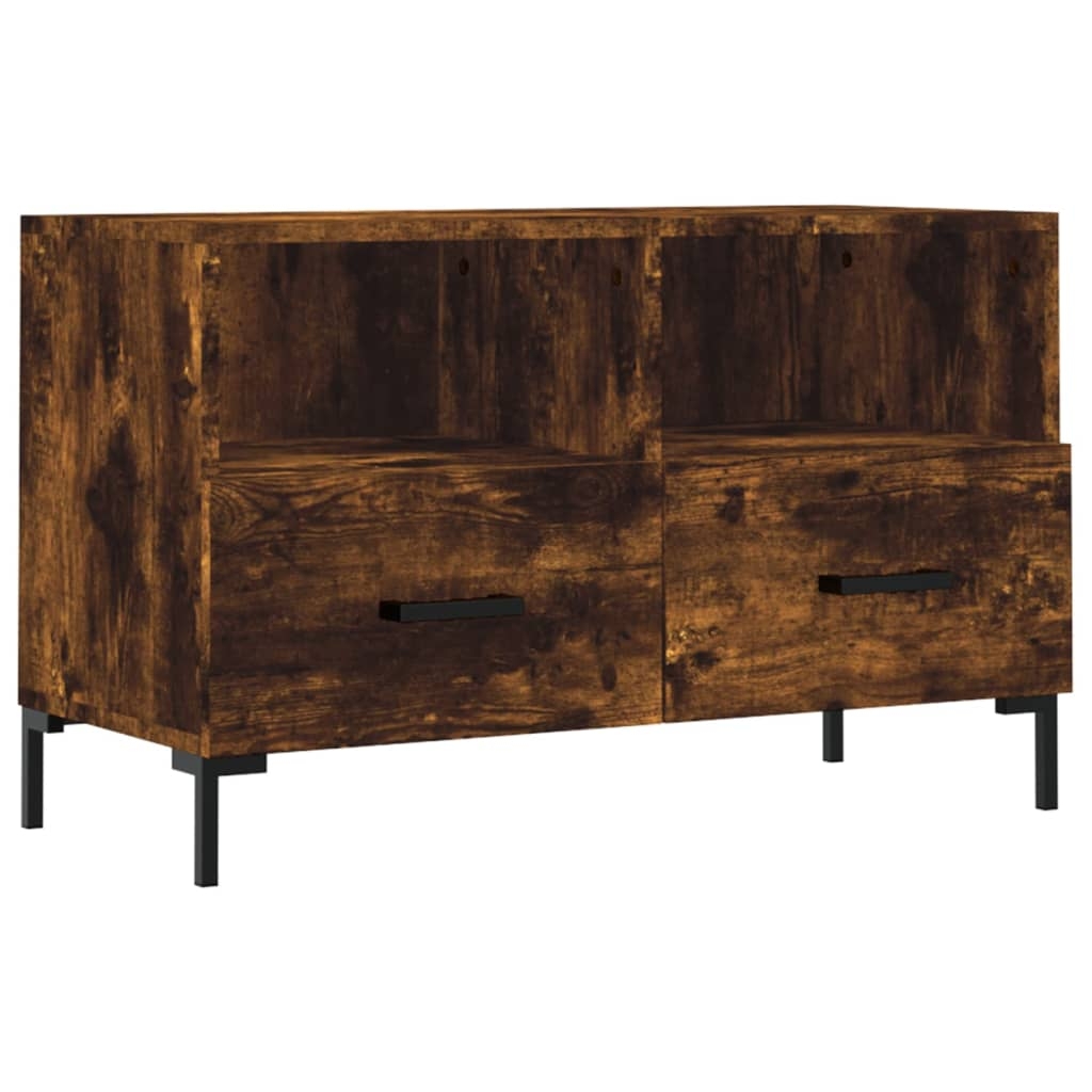 vidaXL Tv-bänk rökfärgad ek 80x36x50 cm konstruerat trä