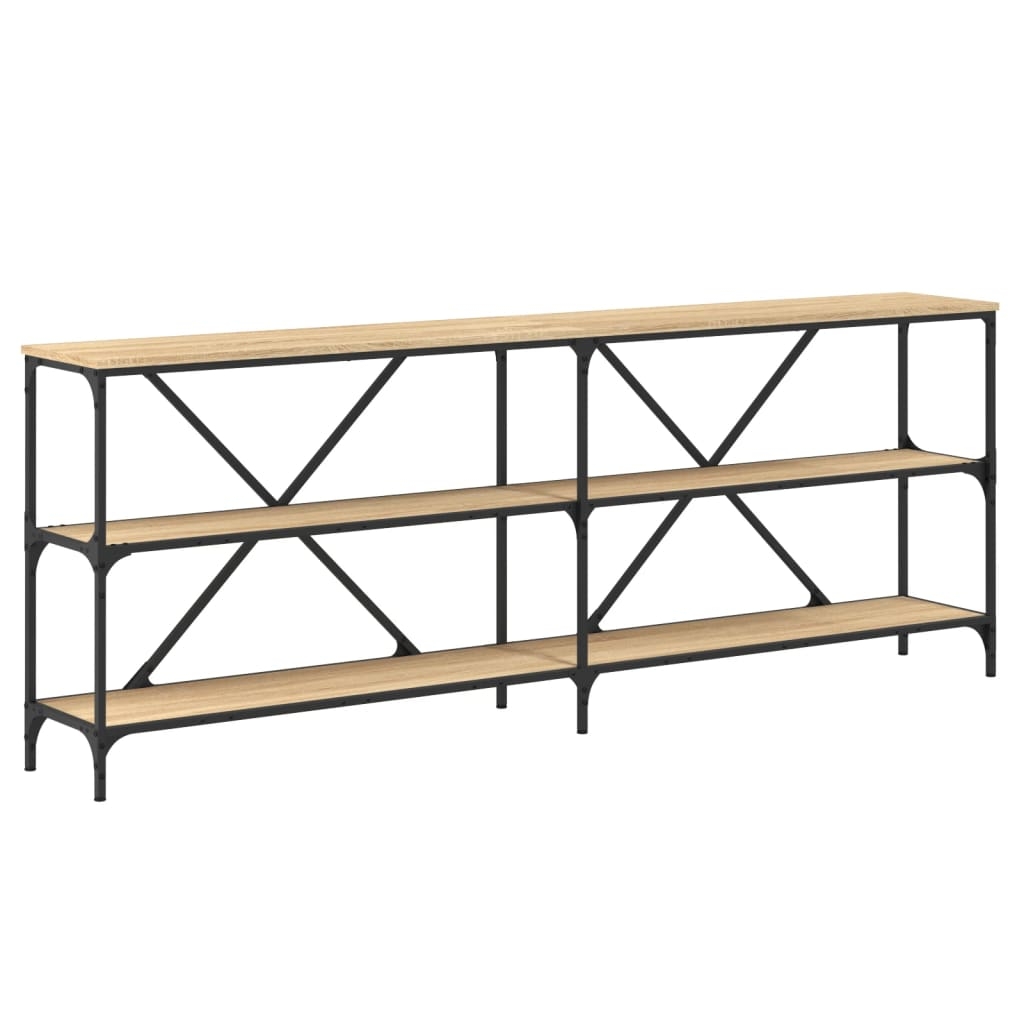 vidaXL konsolbord 200x30x75 cm konstrueret træ og jern sonoma-eg