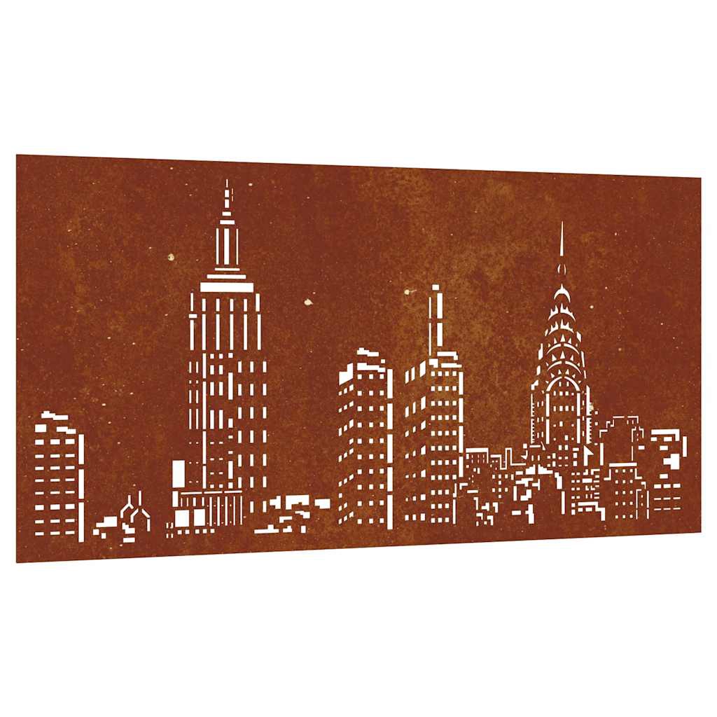 vidaXL Väggdekoration 105x55 cm rosttrögt stål stadsdesign