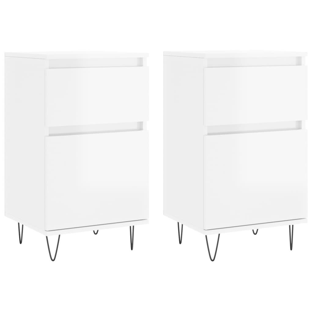 vidaXL Byråer 2 st vit högglans 40x35x70 cm konstruerat trä