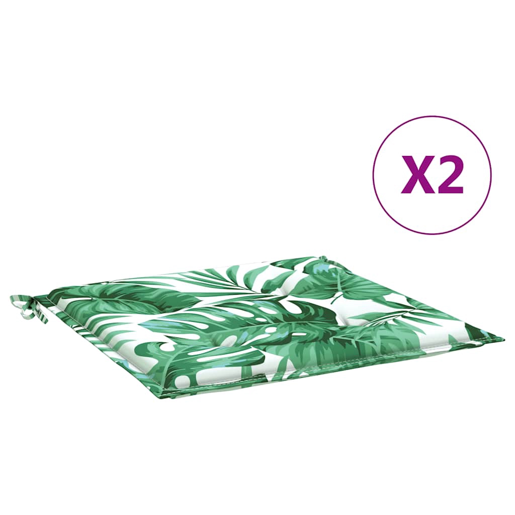 vidaXL Stolsdynor 2 st bladmönster 50x50x3 cm tyg