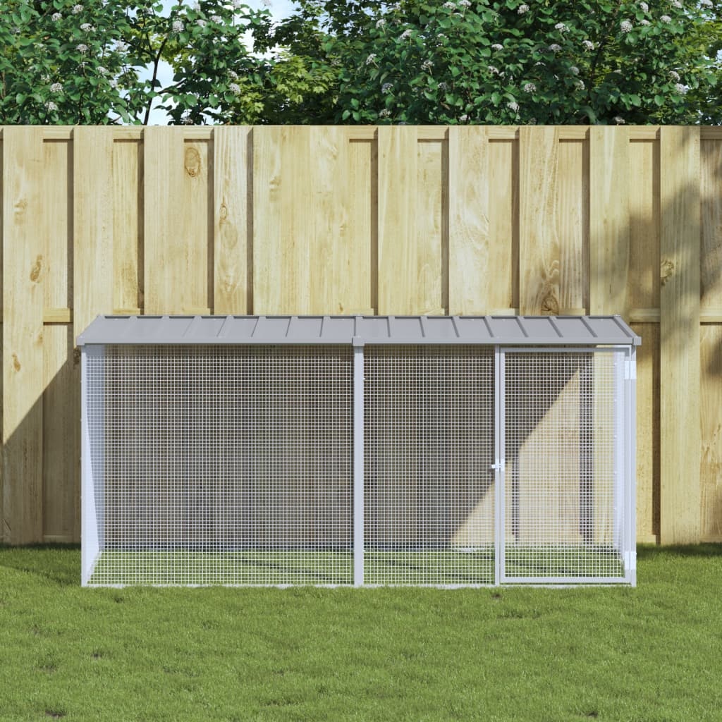 vidaXL Hönsbur med tak ljusgrå 203x98x90 cm galvaniserat stål
