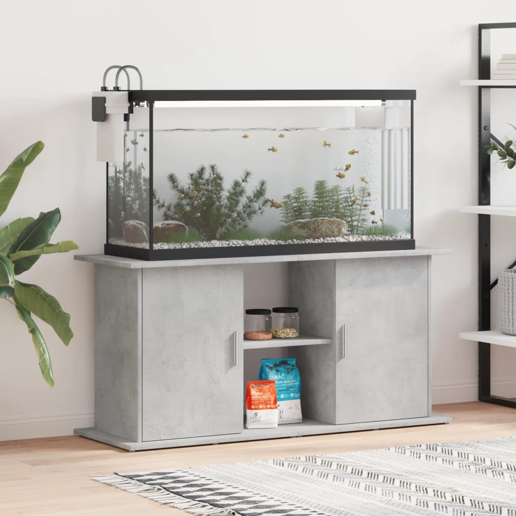vidaXL Akvariebänk betonggrå 121x41x58 cm konstruerat trä