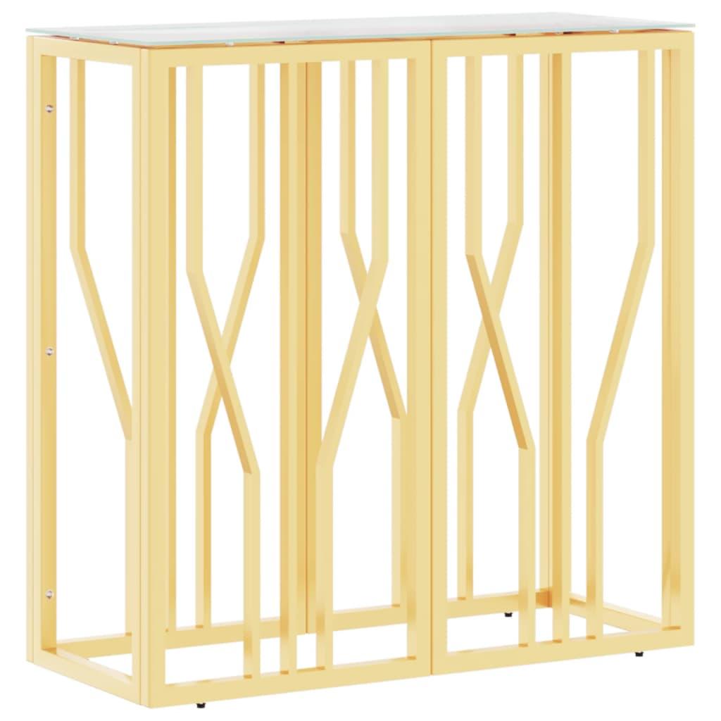 vidaXL Avlastningsbord guld 70x30x70 cm rostfritt stål och glas
