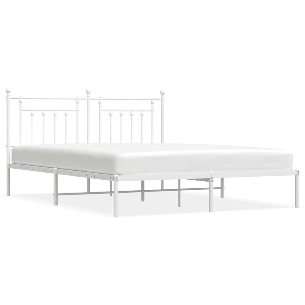 vidaXL Sängram med huvudgavel metall vit 180x200 cm
