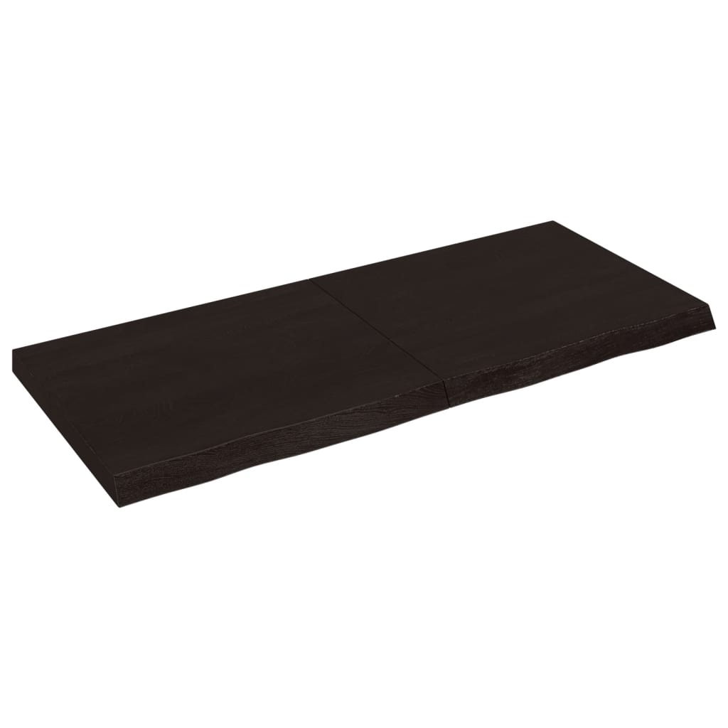 vidaXL Vägghylla mörkbrun 140x60x(2-6) cm behandlad massiv ek