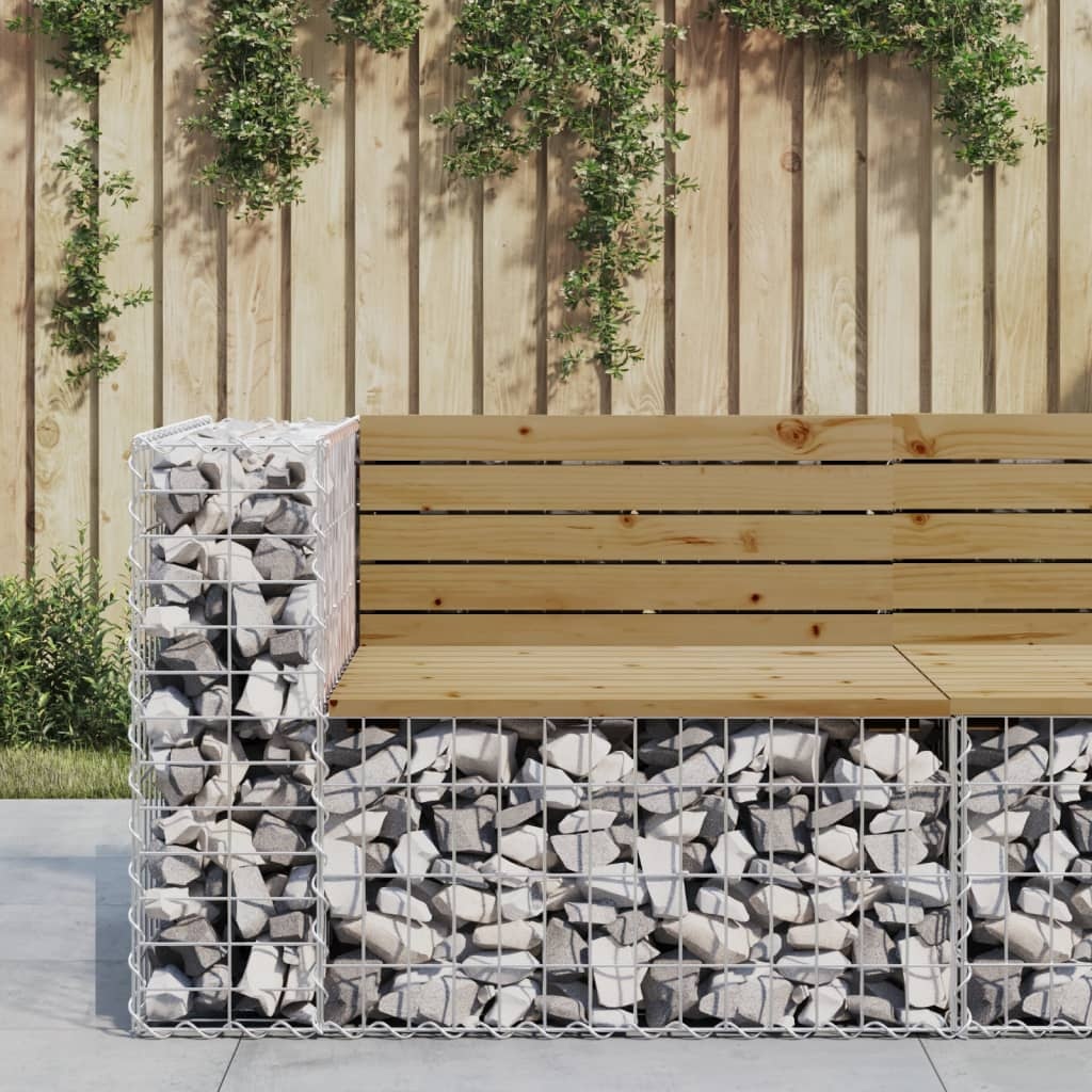 vidaXL Trädgårdsbänk gabion-design 92x71x65,5 cm impregnerad furu