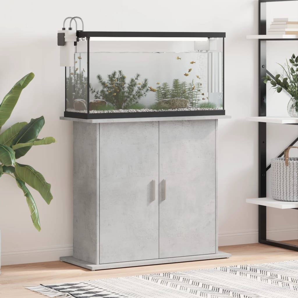 vidaXL Akvariebänk betonggrå 81x36x73 cm konstruerat trä