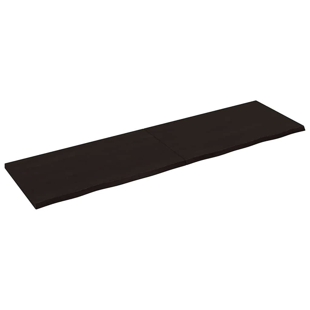 vidaXL Vägghylla mörkbrun 220x60x(2-4) cm behandlad massiv ek