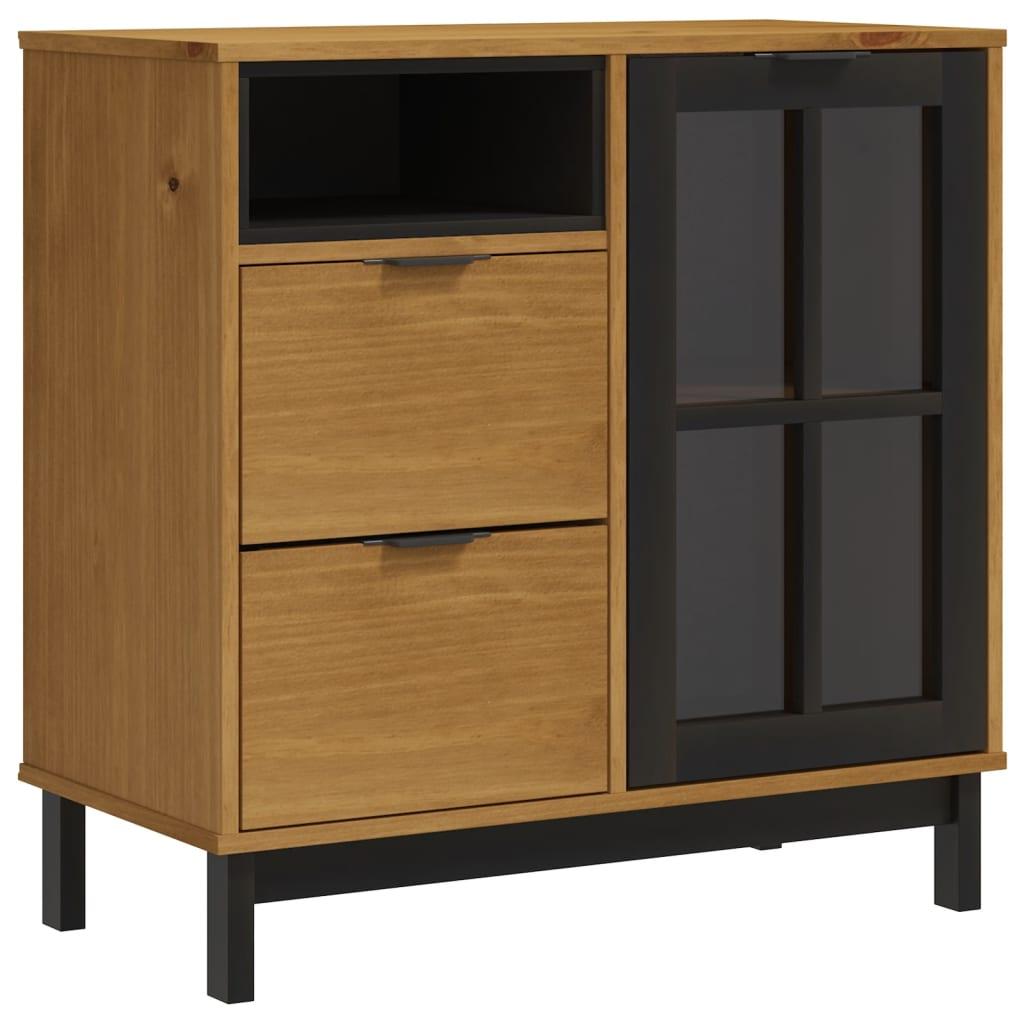 vidaXL Skänk med glasdörrar FLAM 80x40x80 cm massiv furu