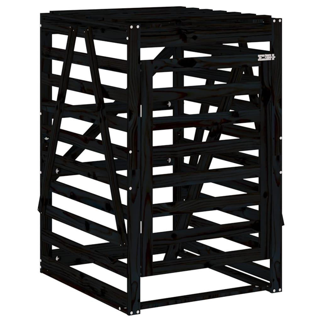 vidaXL Skjul för sopkärl 84x90x128,5 cm svart massiv furu