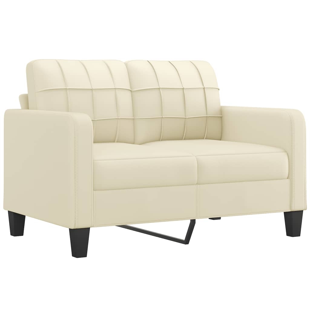 vidaXL 2-sitssoffa gräddvit 120 cm konstläder