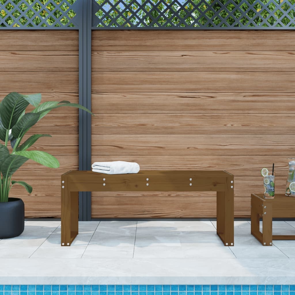 vidaXL Trädgårdsbänk honungsbrun 110x38x45 cm massiv furu