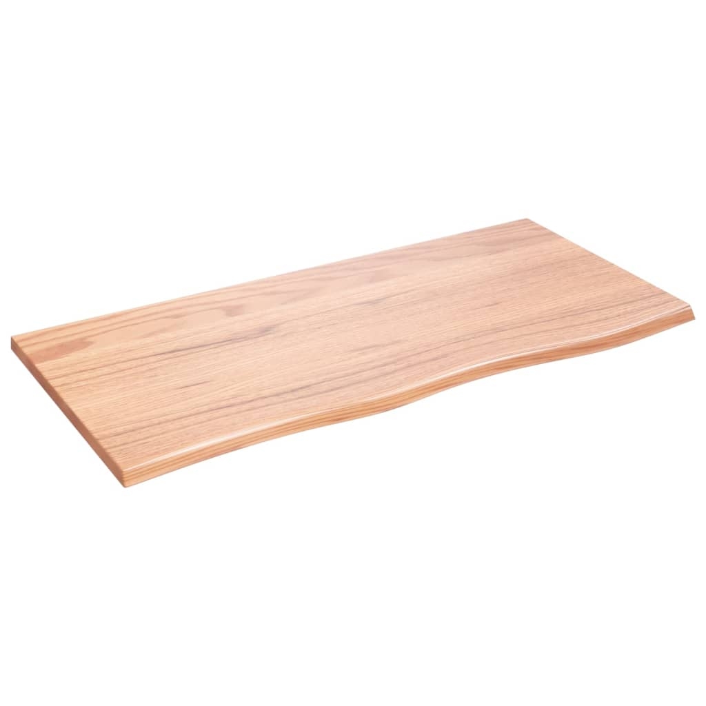 vidaXL Bänkskiva badrum ljusbrun 100x50x2 cm behandlat massivt trä