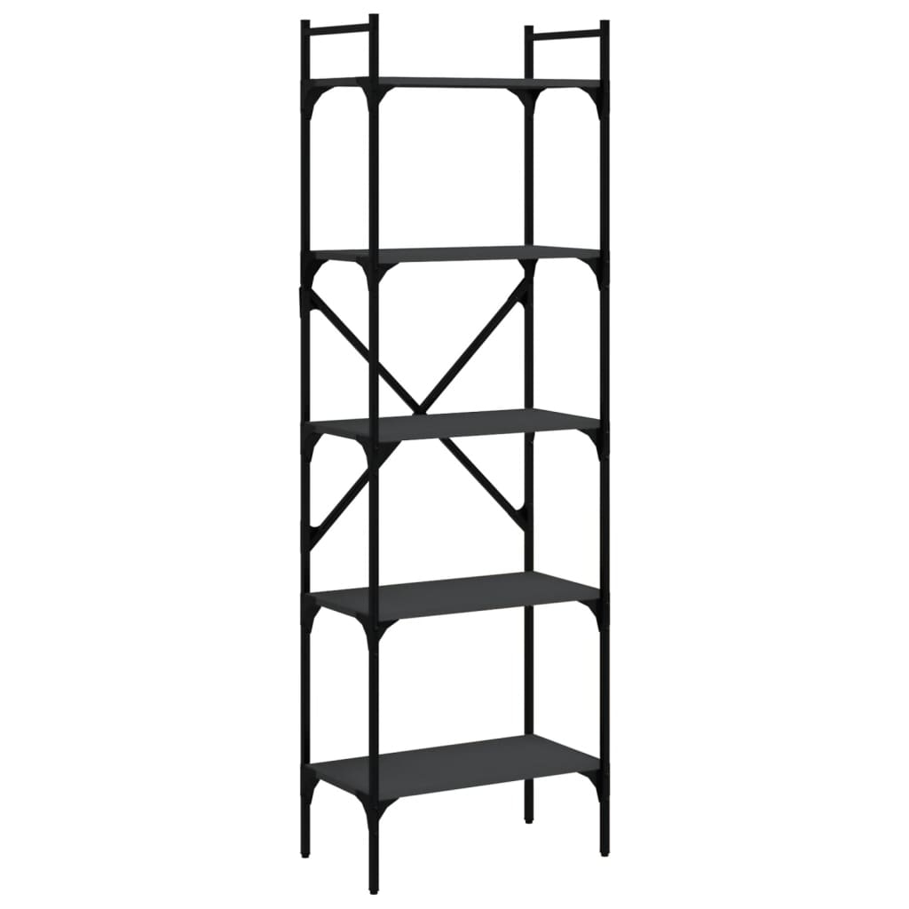 vidaXL Bokhylla med 5 hyllplan svart 56x31,5x174 cm konstruerat trä