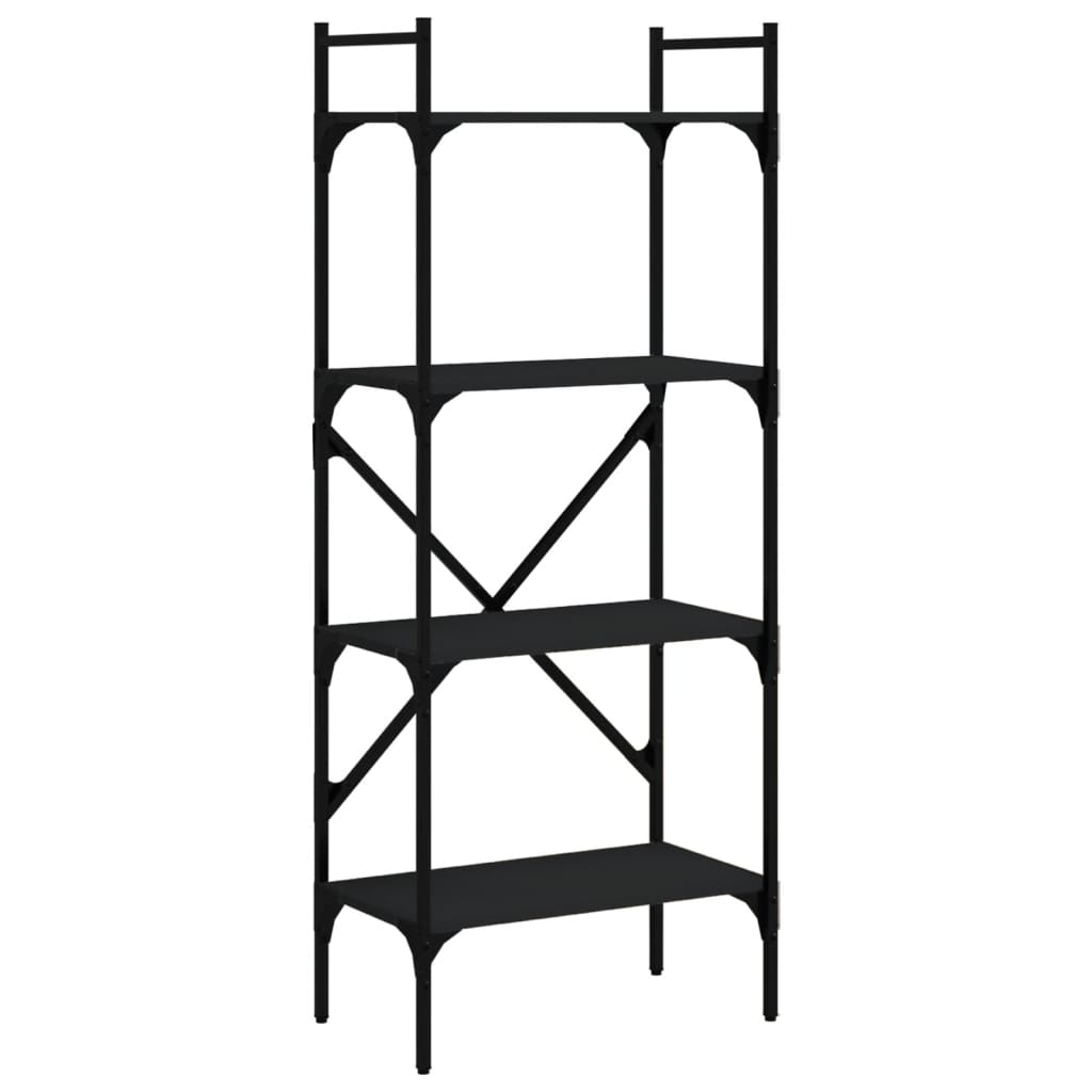 vidaXL Bokhylla med 4 hyllplan svart 56x31,5x138,5 cm konstruerat trä