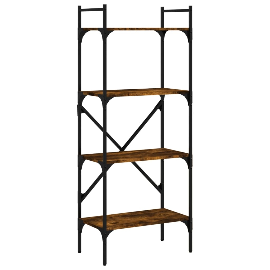 vidaXL Bokhylla 4 hyllplan rökig ek 56x31,5x138,5 cm konstruerat trä