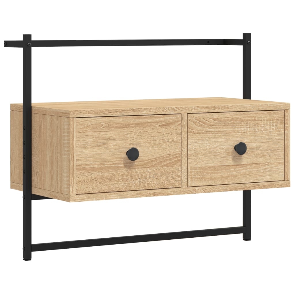 vidaXL Väggmonterad tv-bänk sonoma-ek 60,5x30x51 cm konstruerat trä