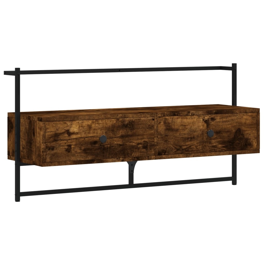 vidaXL Väggmonterad tv-bänk rökfärgad ek 100,5x30x51cm konstruerat trä