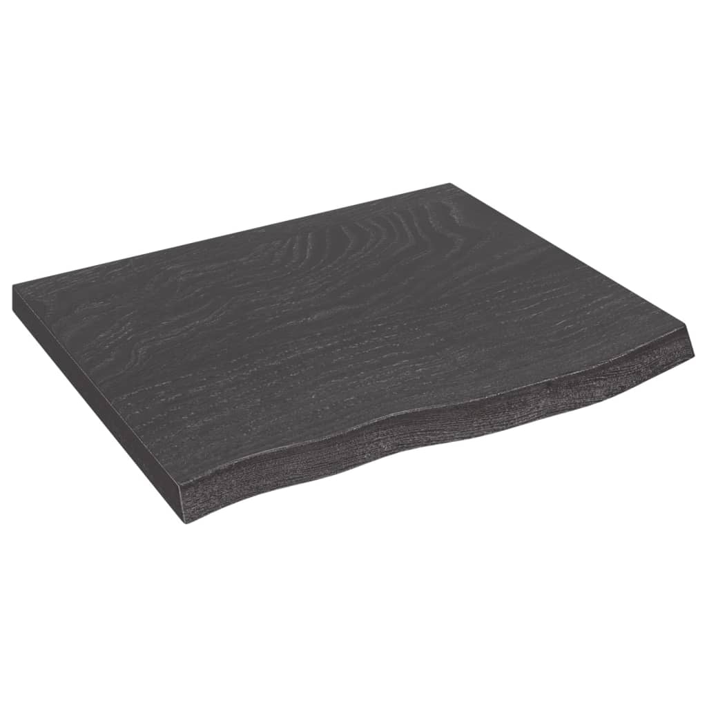 vidaXL Bänkskiva badrum mörkbrun 60x50x(2-4) cm behandlat massivt trä