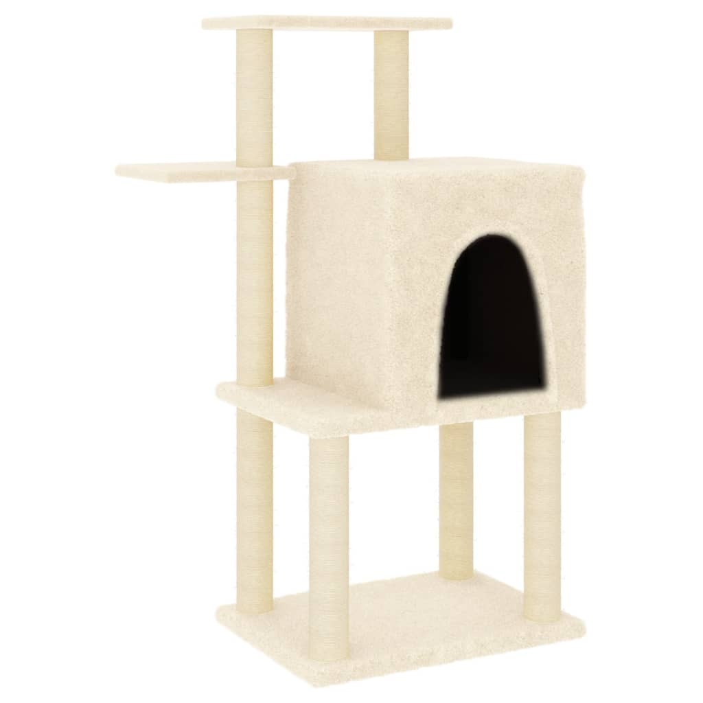 vidaXL Klösträd med sisalpelare gräddvit 97 cm