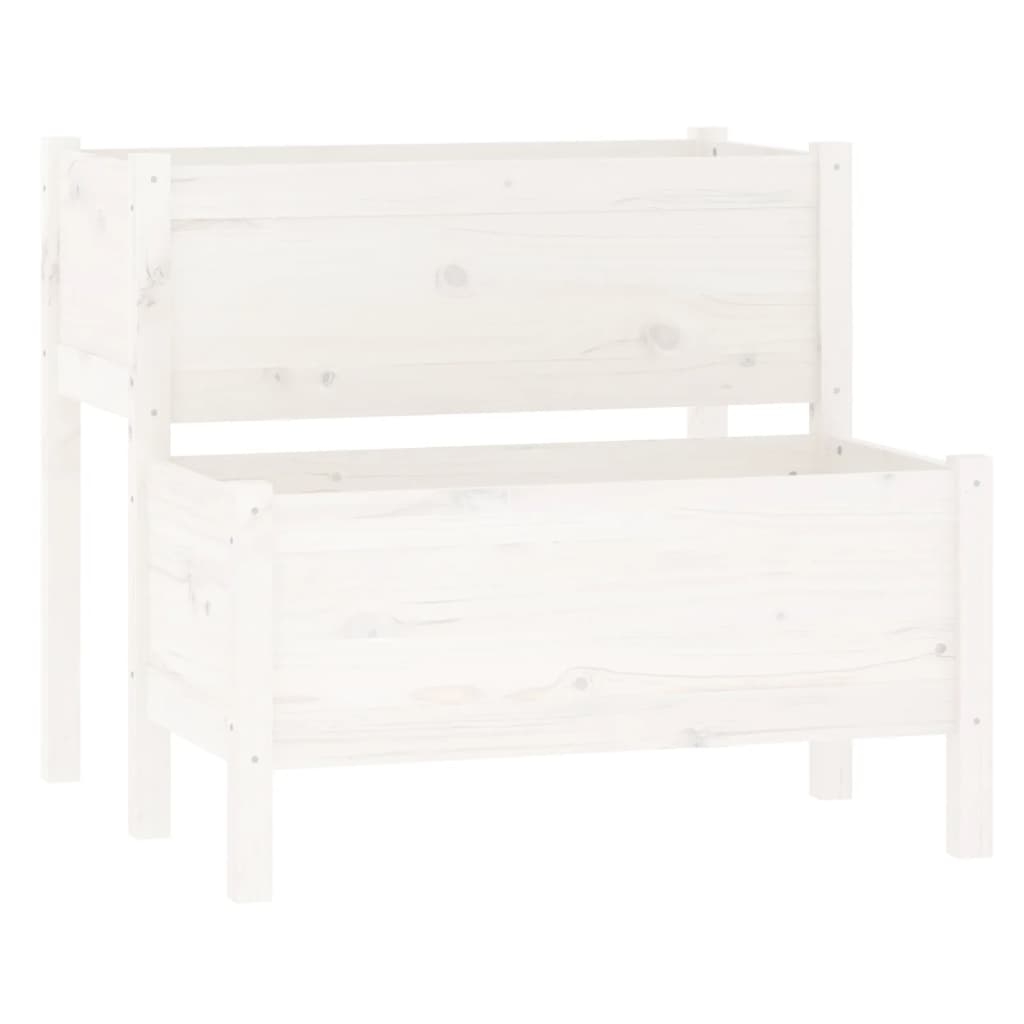 vidaXL Odlingslåda vit 84,5x84x75 cm massiv furu