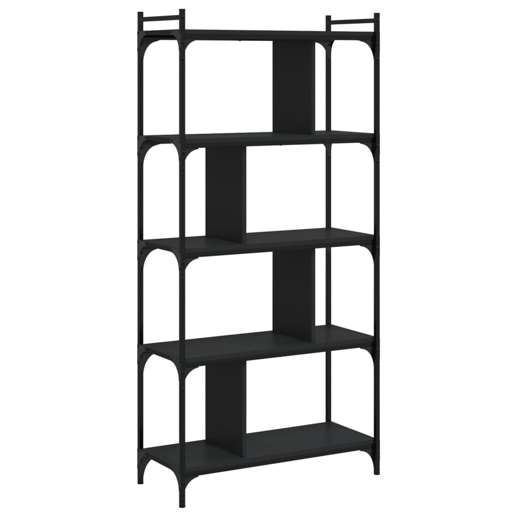 vidaXL Bokhylla 5 hyllplan svart 76x32x158 cm konstruerat trä