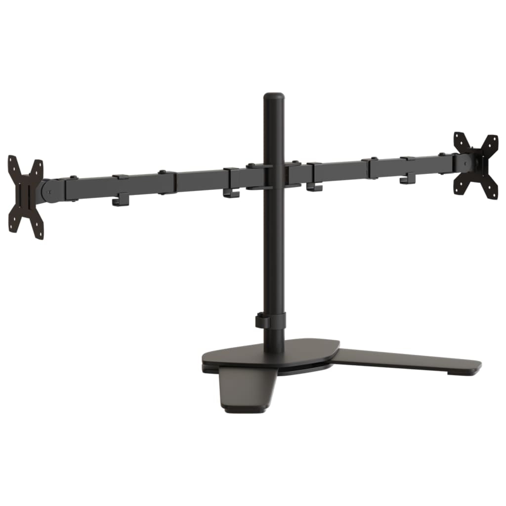 vidaXL Skärmfäste för 2 skärmar svart stål VESA 75/100 mm