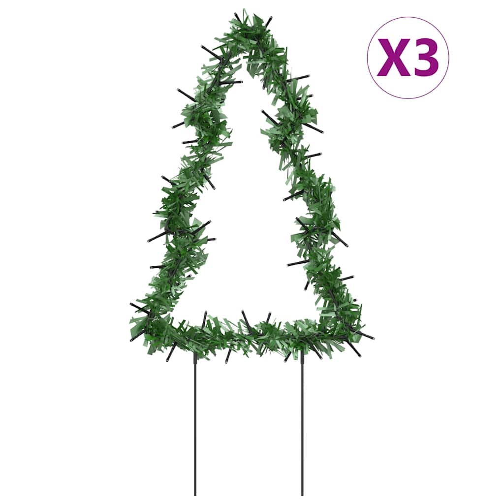 vidaXL Julträd 3 st med spett 50 LEDs 30 cm