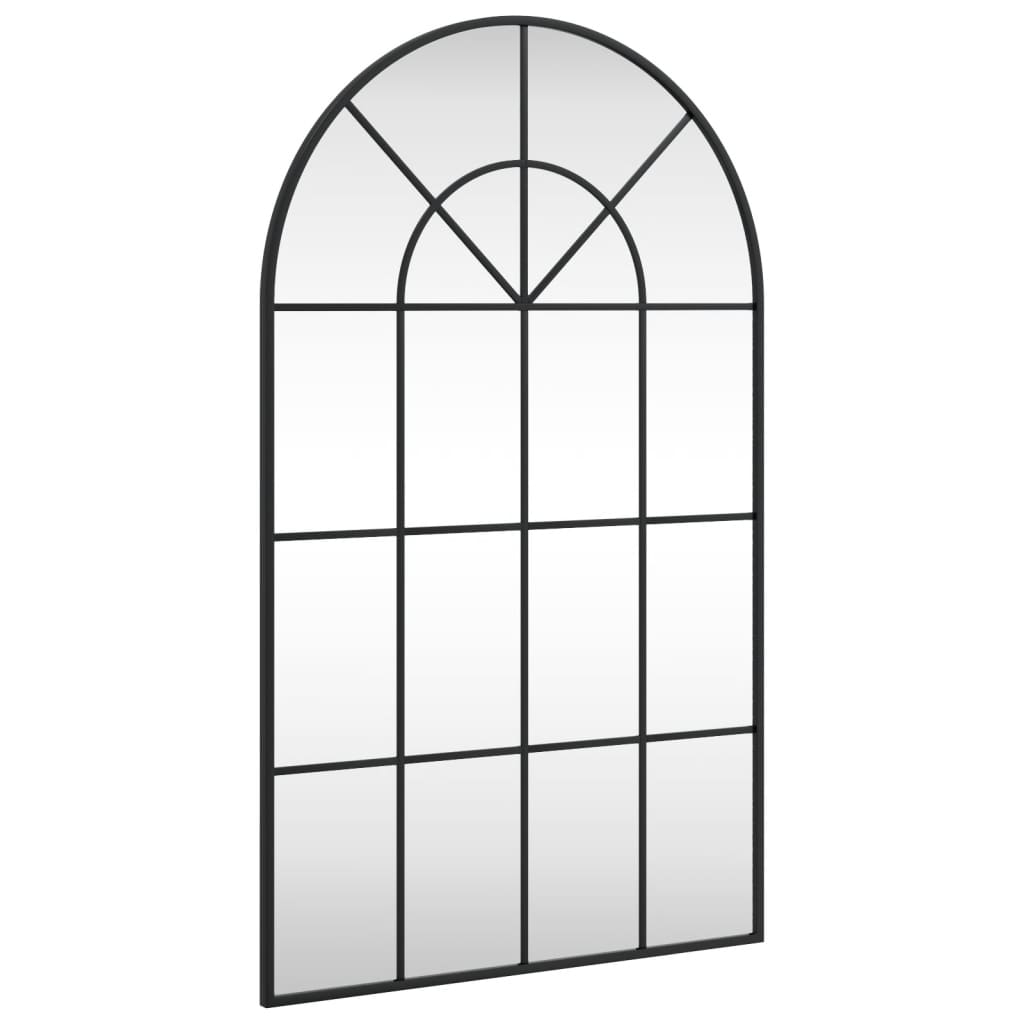 vidaXL Väggspegel svart 60x100 cm bågformad järn