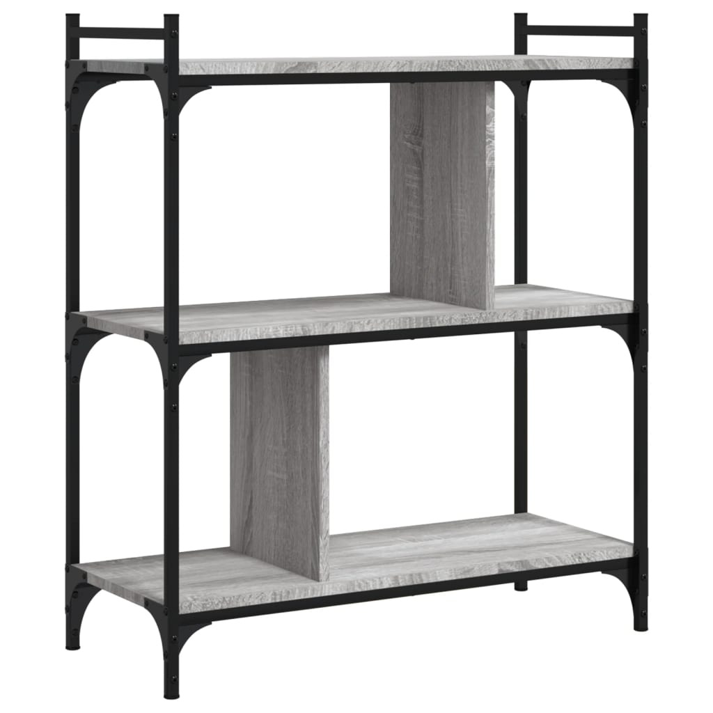 vidaXL Bokhylla 3 hyllplan grå sonoma 76x32x88 cm konstruerat trä