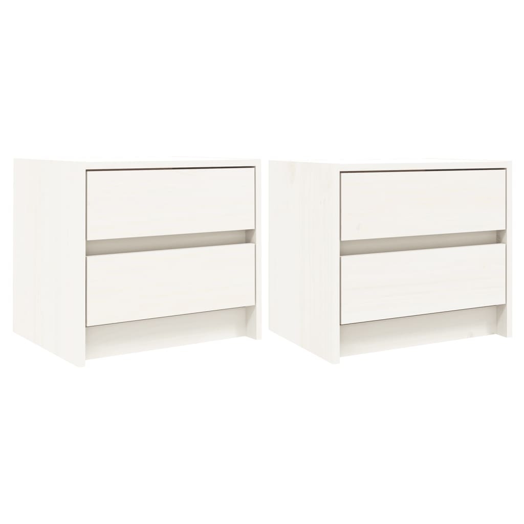 vidaXL Sängbord 2 st vit 40x31x35,5 cm massiv furu
