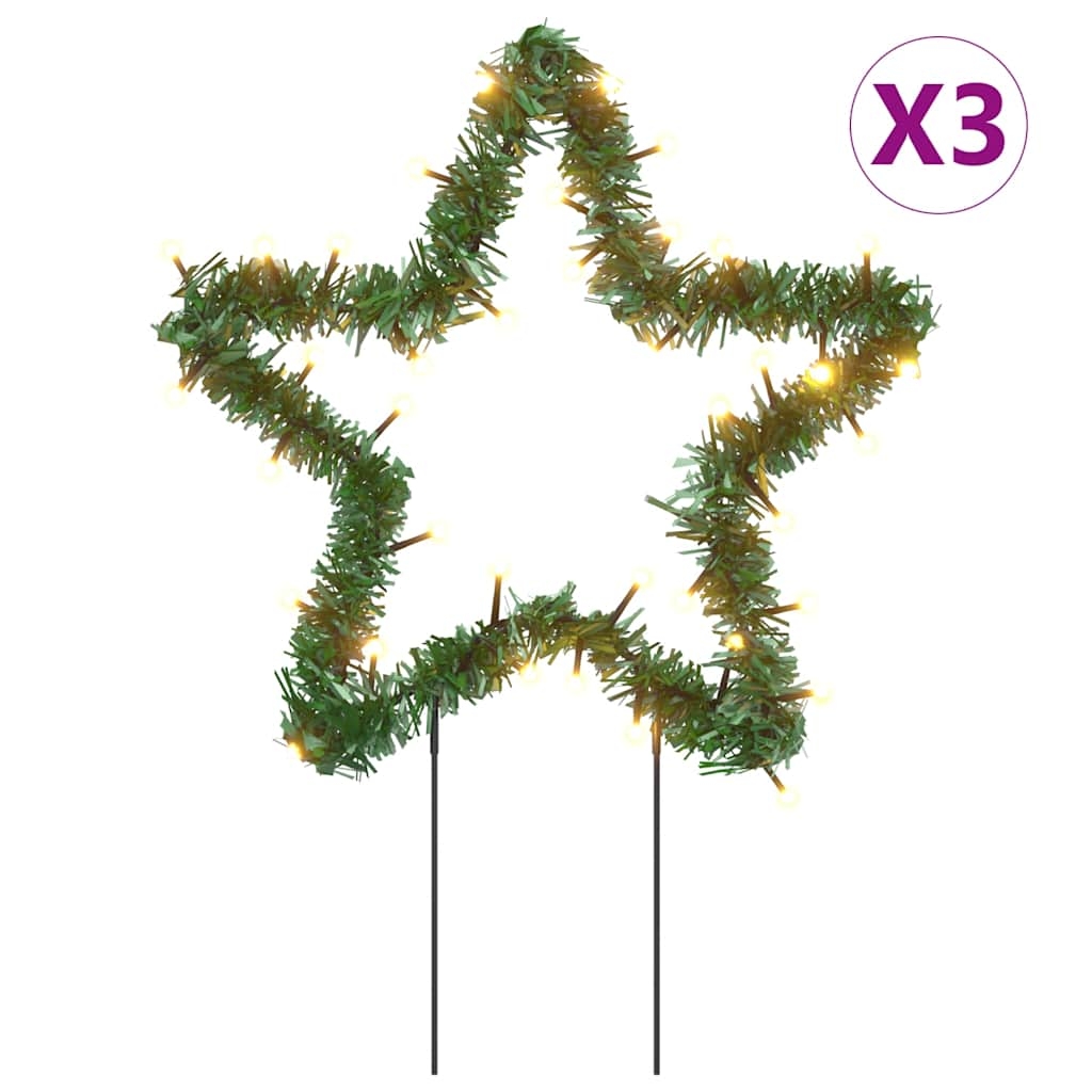 vidaXL Julstjärna 3 st med spett 50 LEDs 29 cm
