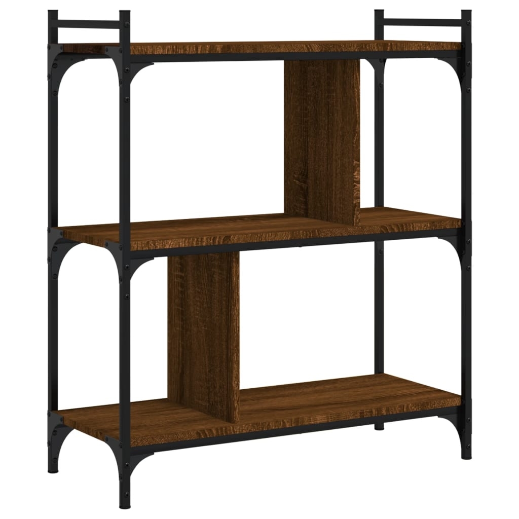 vidaXL Bokhylla 3 hyllplan brun ek 76x32x88 cm konstruerat trä