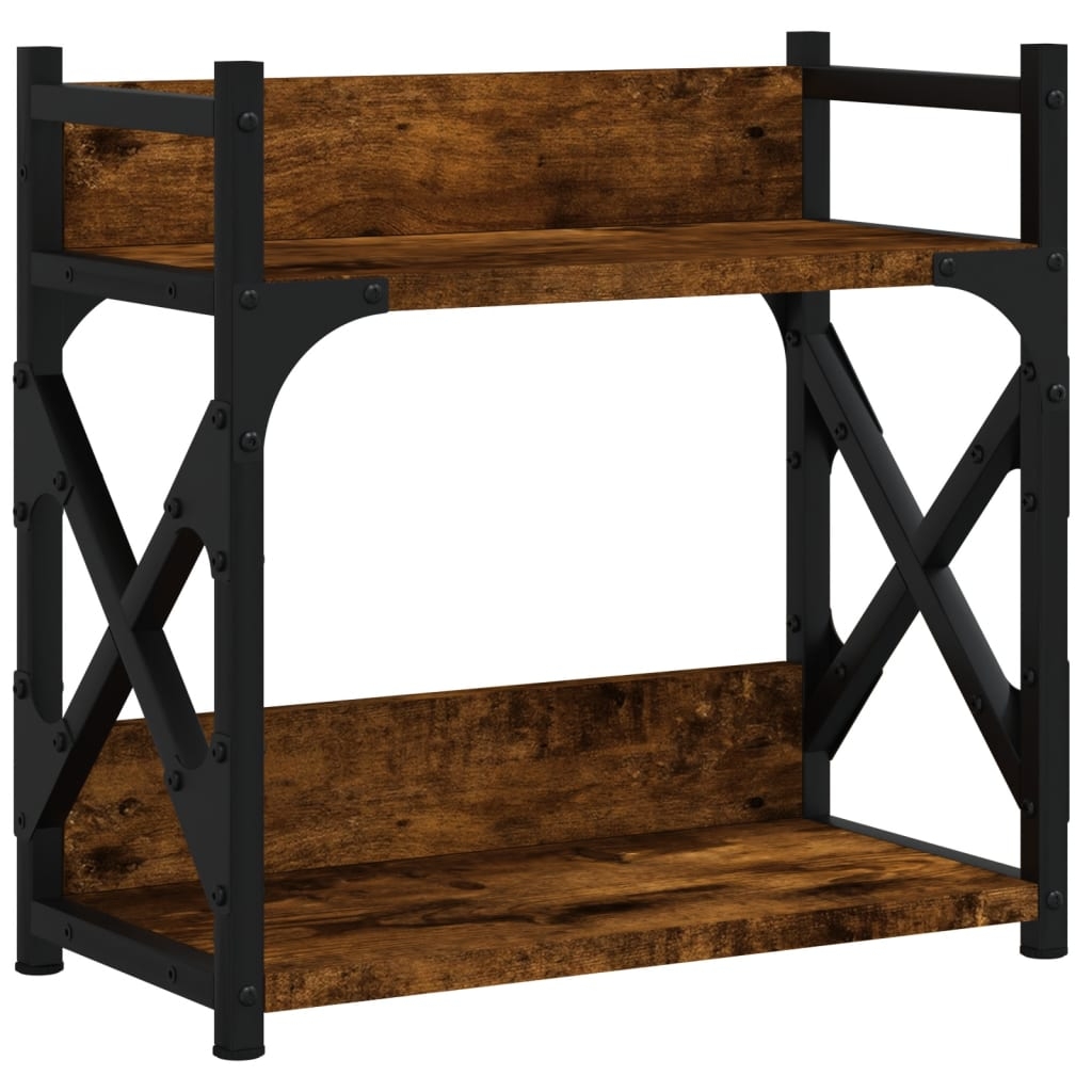 vidaXL printerstativ 40x20x40 cm 2 hylder konstrueret træ røget sonoma