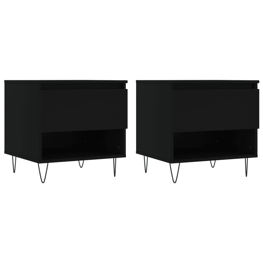 vidaXL Soffbord 2 st svart 50x46x50 cm konstruerat trä
