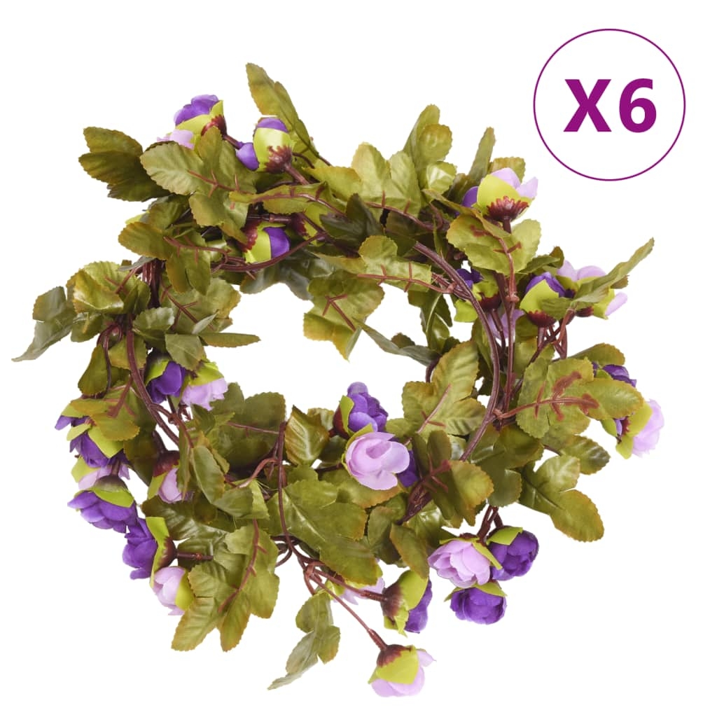 vidaXL Konstgjorda girlanger 6 st ljuslila 215 cm