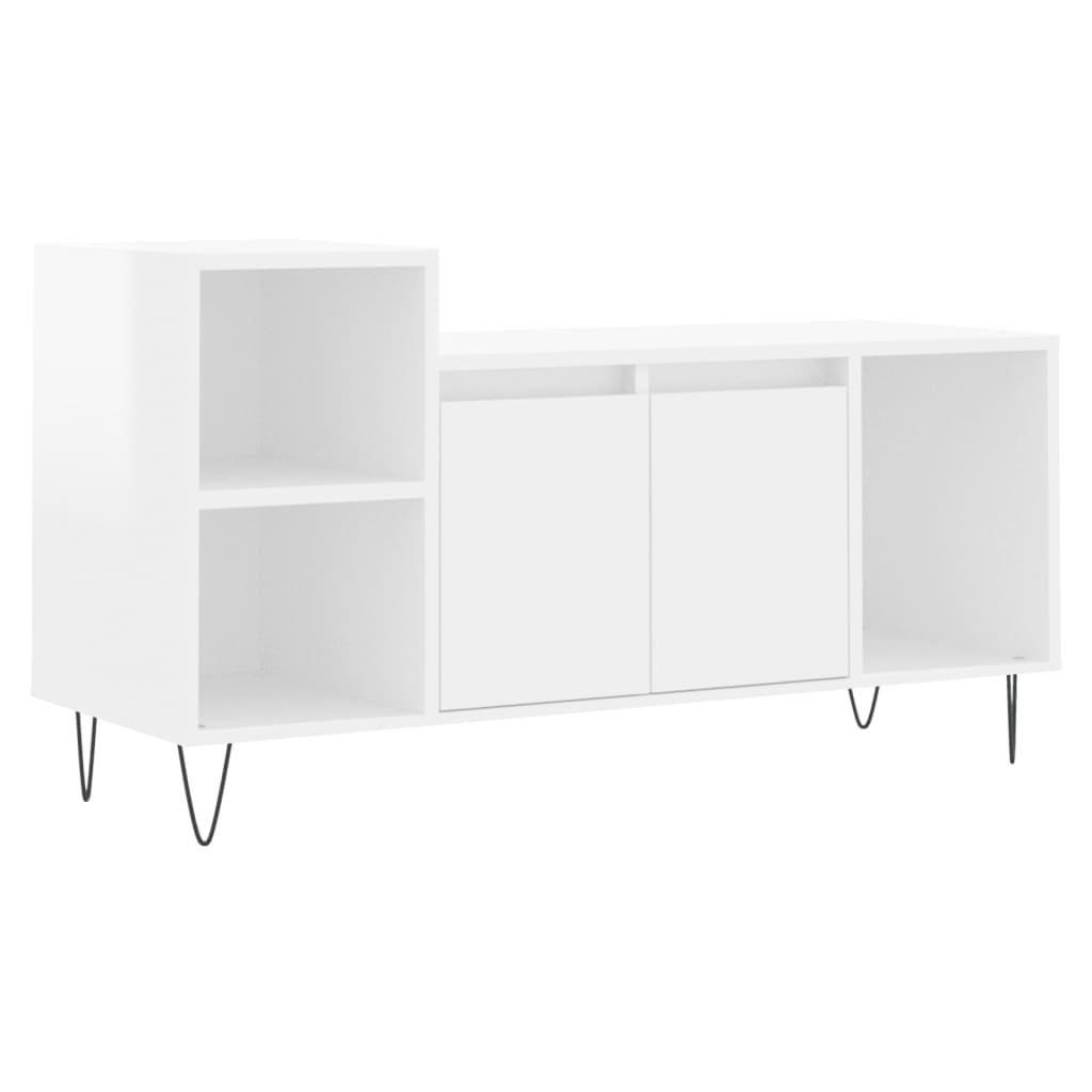 vidaXL Tv-bänk vit högglans 100x35x55 cm konstruerat trä