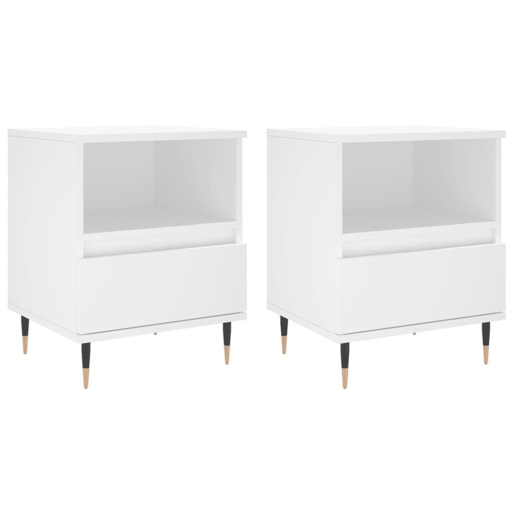 vidaXL Sängbord 2 st vit 40x35x50 cm konstruerat trä
