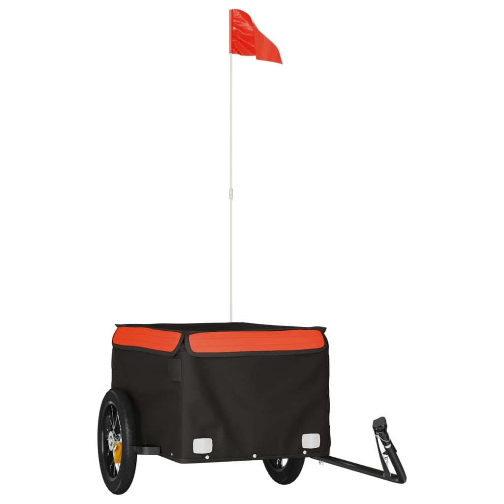 vidaXL Cykelvagn svart och orange 30 kg järn